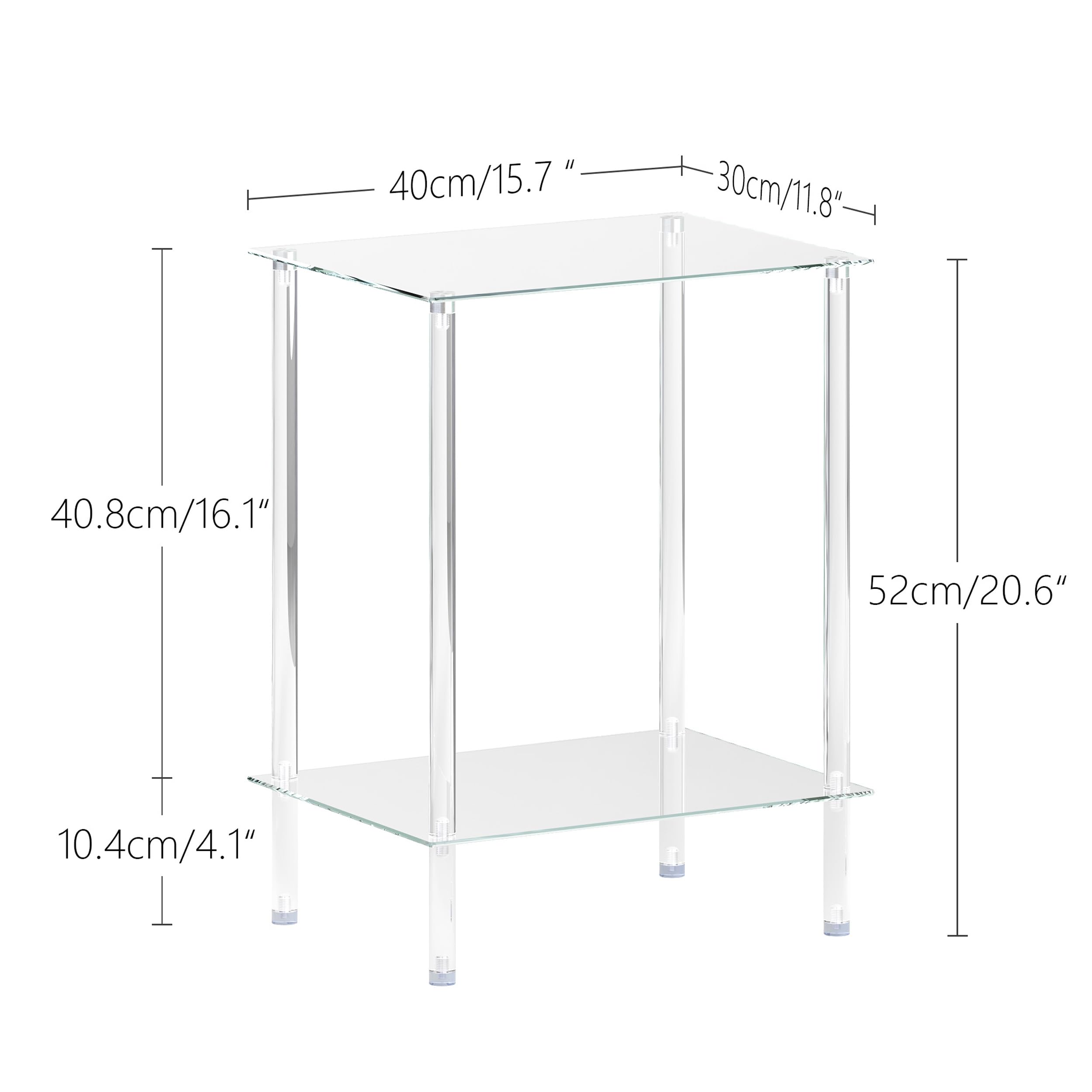 IRCPEN clear side table beside sofa showcasing compact organization