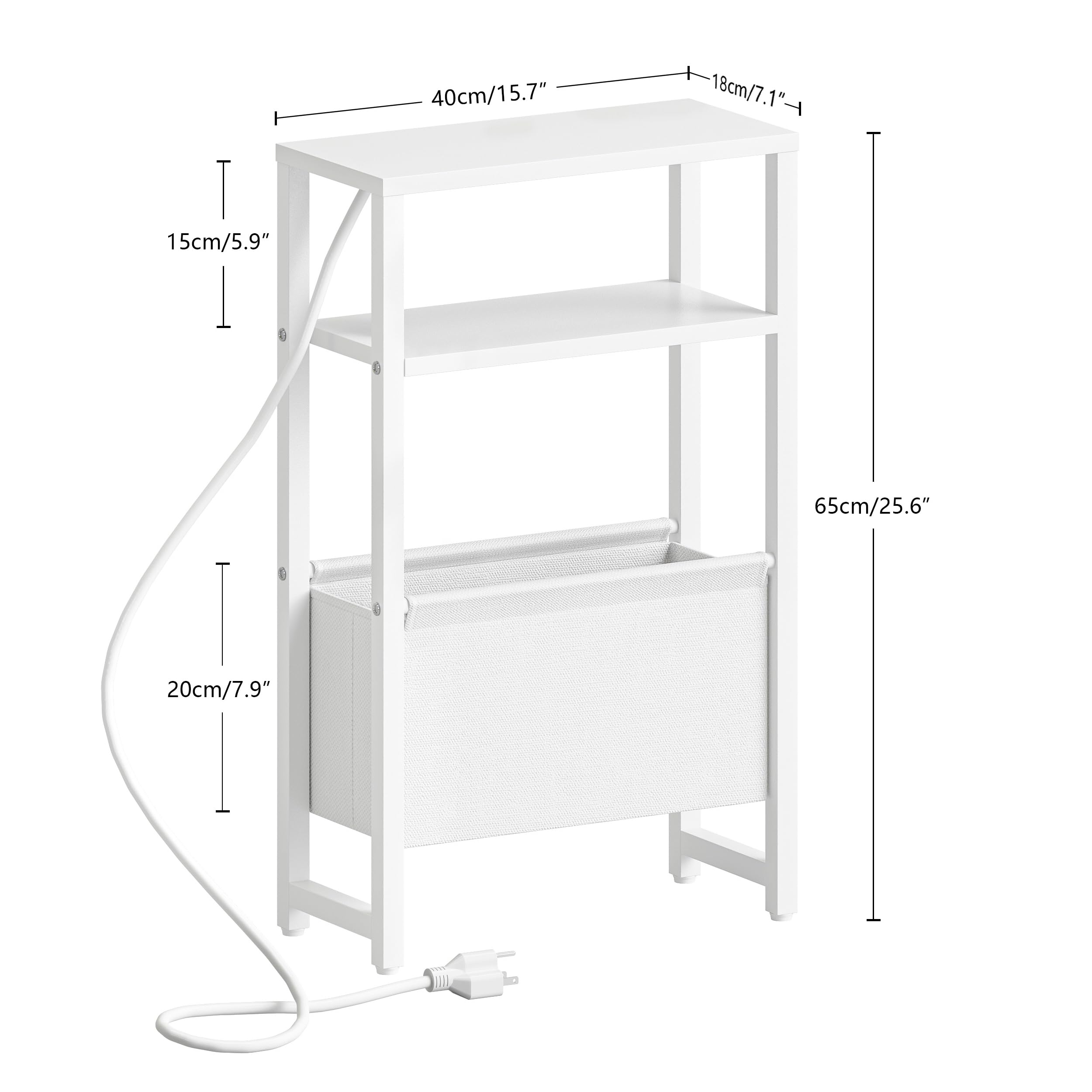 IRCPEN narrow side table with magazine rack organizing magazines neatly