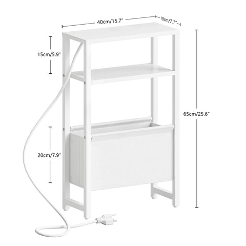 IRCPEN narrow side table with magazine rack organizing magazines neatly