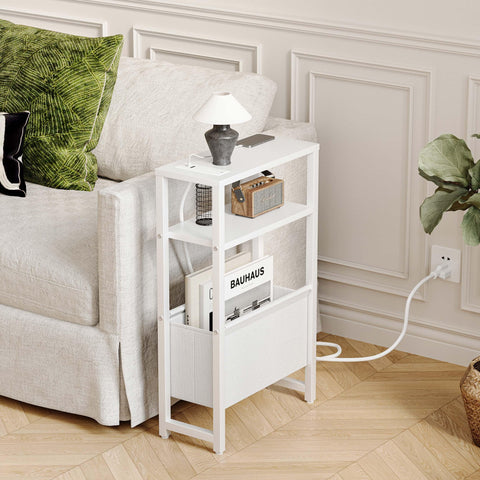 IRCPEN three-tier nightstand with open shelves for books and remotes