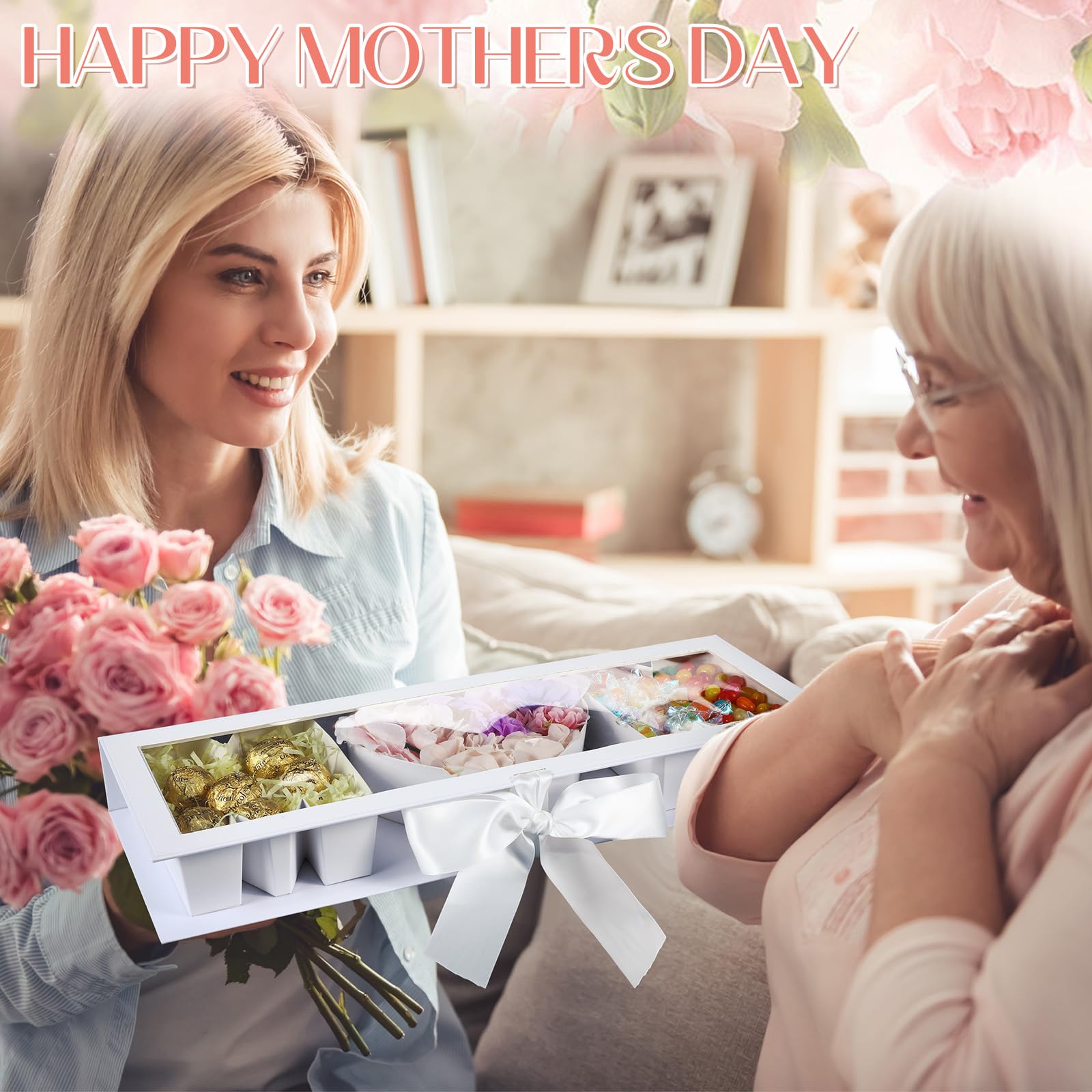 Ireer Mom letter box set with empty design enables customized arrangements.