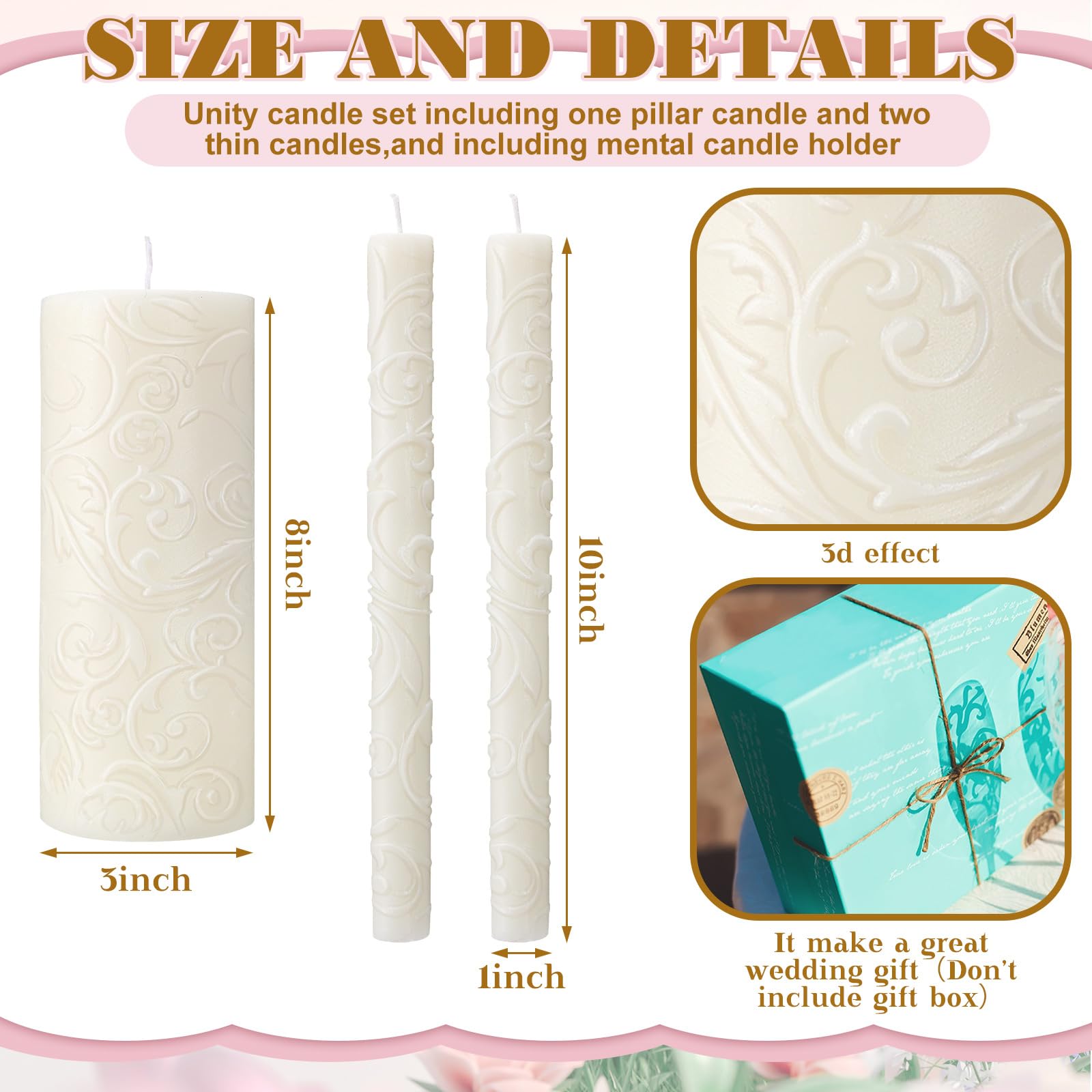 Irenare clear glass holder provides sturdy support for pillar candles.