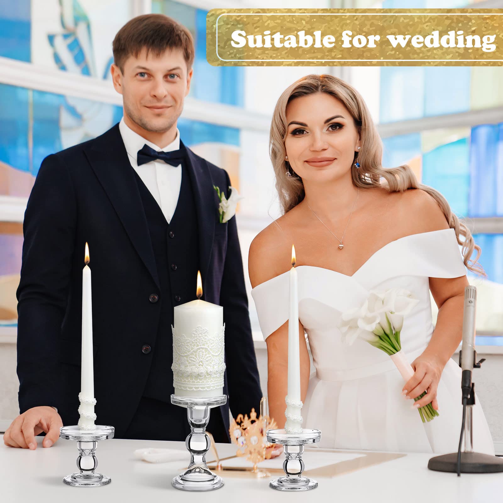 Irenare glass candle holders for pillar candles provide sturdy table decor