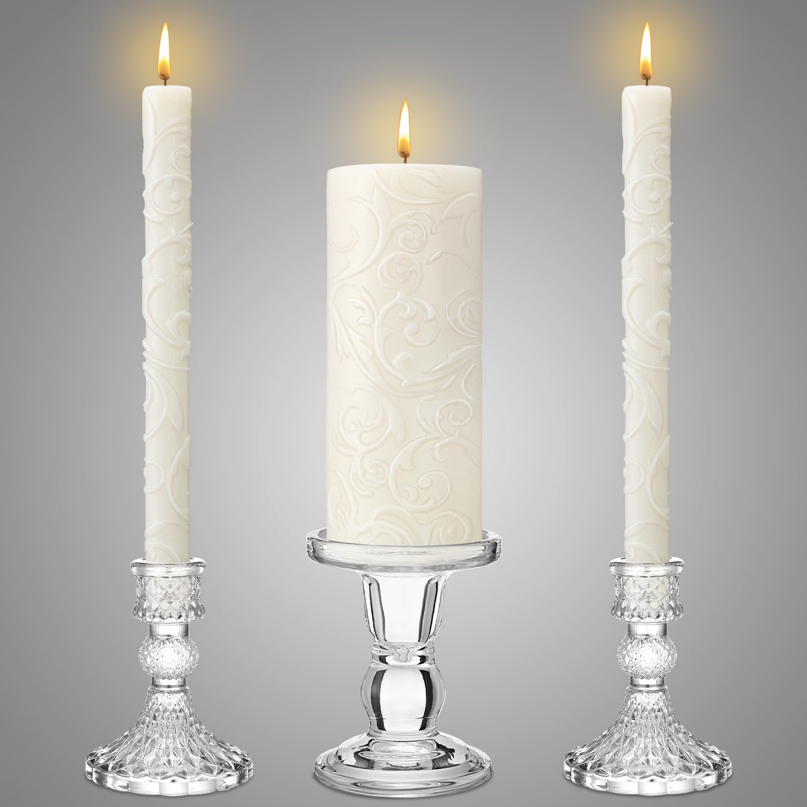 Irenare unity candles with holder set emit a warm glow for elegant wedding decor.