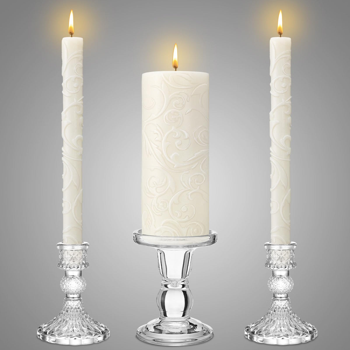Irenare unity candles with holder set emit a warm glow for elegant wedding decor.