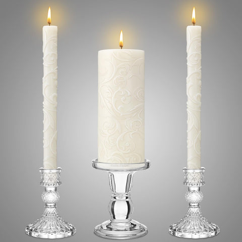 Irenare unity candles with holder set emit a warm glow for elegant wedding decor.