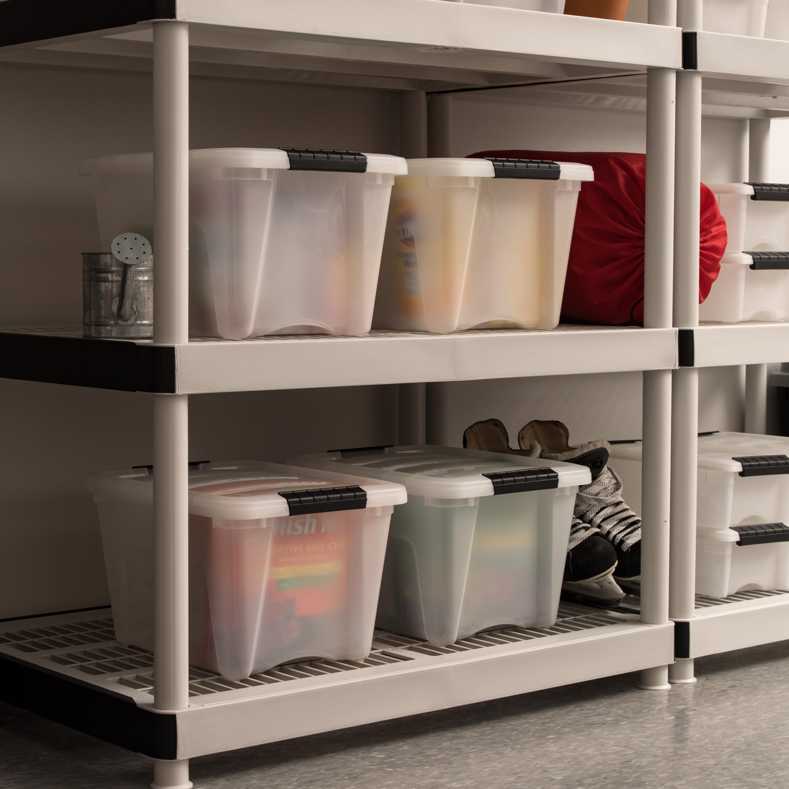 IRIS USA clear-bin to quickly identify contents on display.