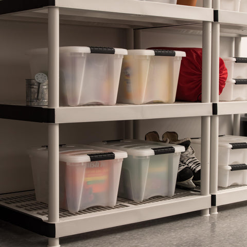 IRIS USA clear-bin to quickly identify contents on display.
