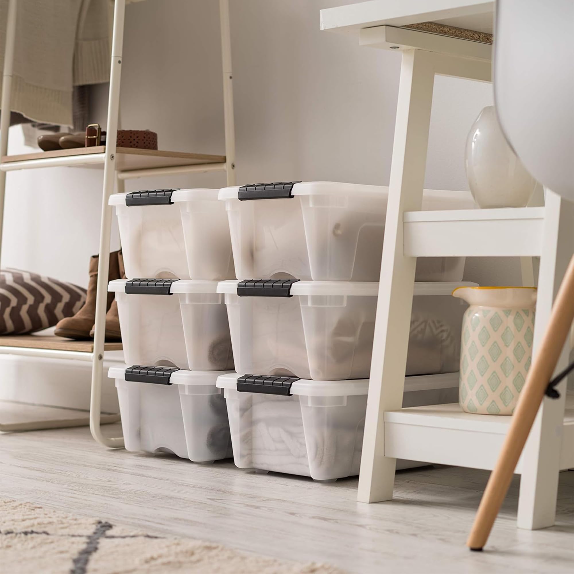 Pearl finish IRIS USA storage box provides discreet privacy