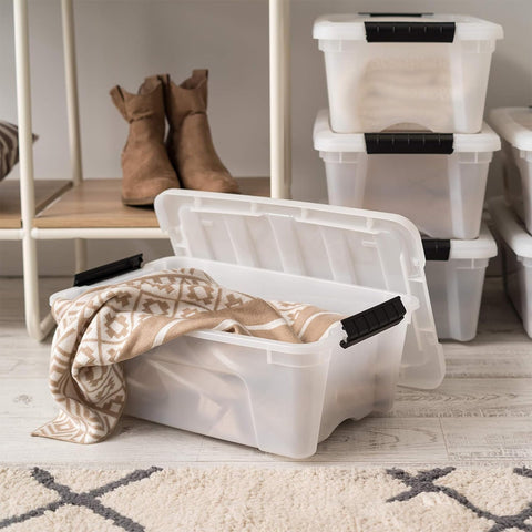 Stackable IRIS USA 13 Qt box maximizes closet space