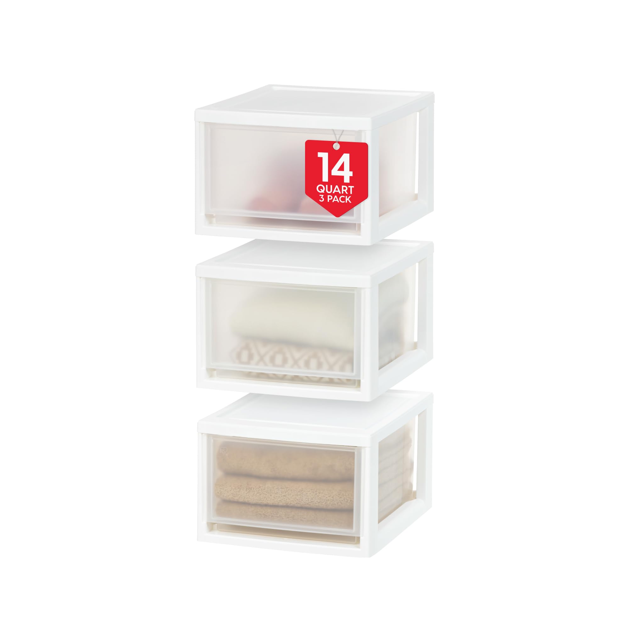 IRIS USA 14-5 qt plastic drawer sliding front for easy access and organized spaces