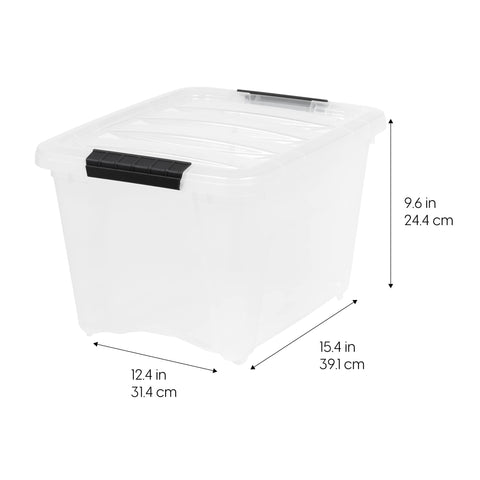 IRIS USA 19 Qt stackable clear-bin with lid for quick content view.