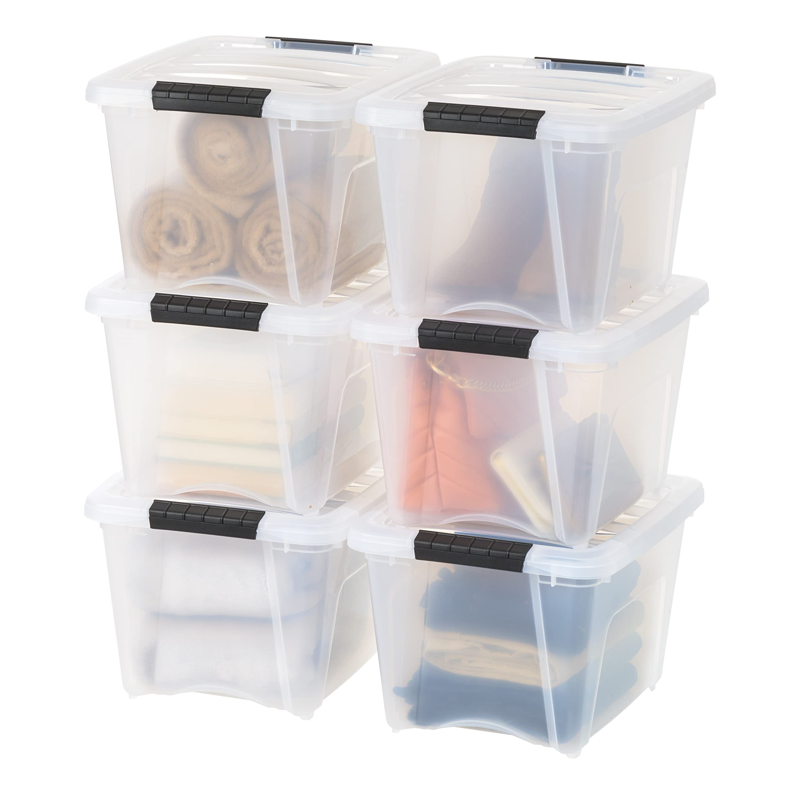 IRIS USA 19 Qt storage bin with lid shows clear view for quick content checks.