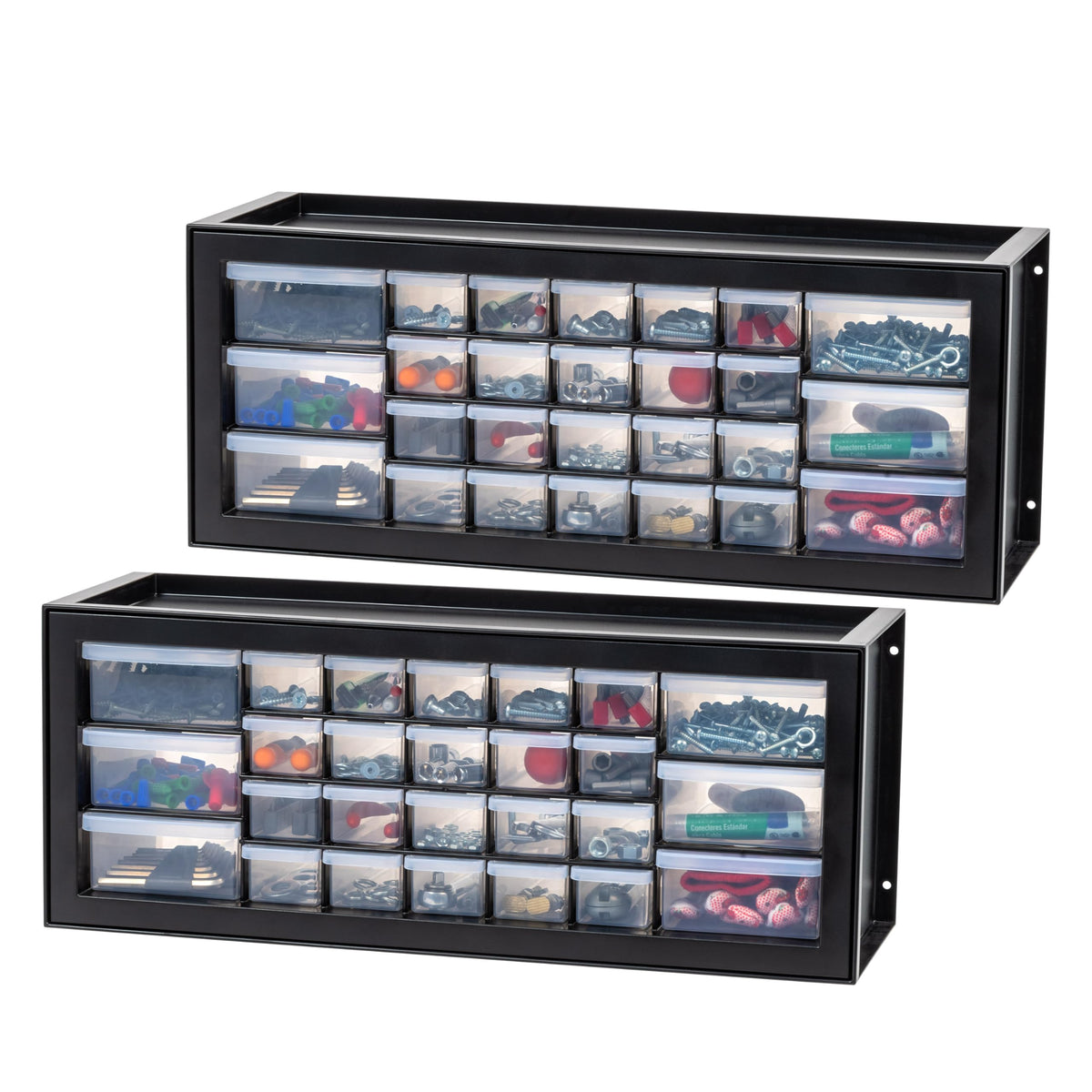 IRIS USA 26-drawer organizer with clear drawers for quick item visibility and sorting