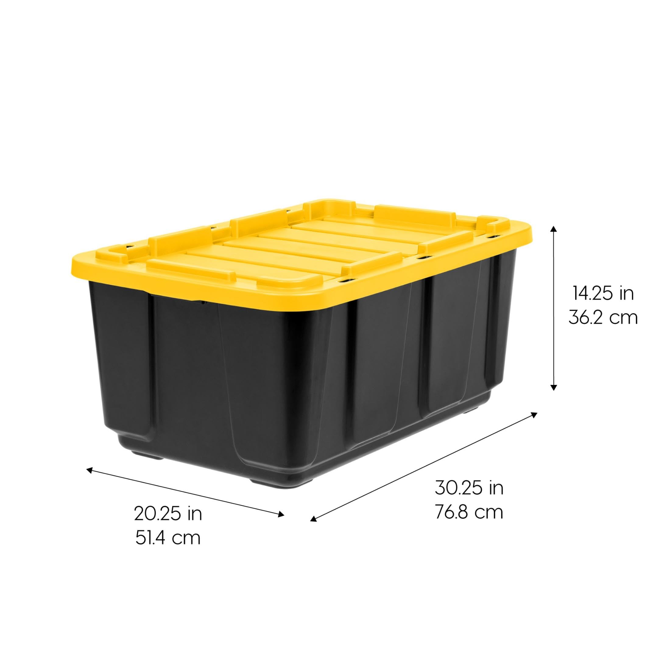 IRIS USA stackable storage bin with indented lid for secure vertical storage