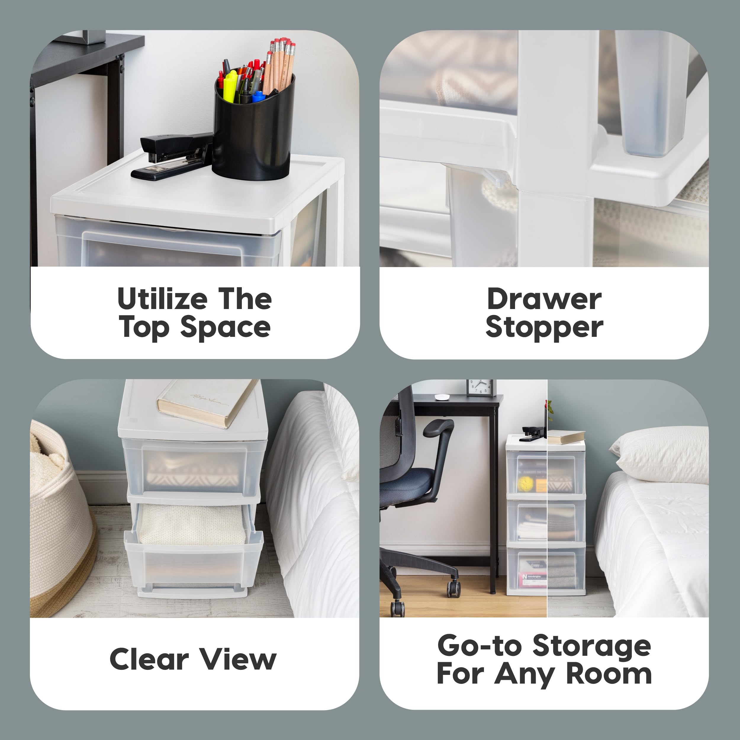 IRIS USA 3-drawer storage cart clear drawers for quick item identification