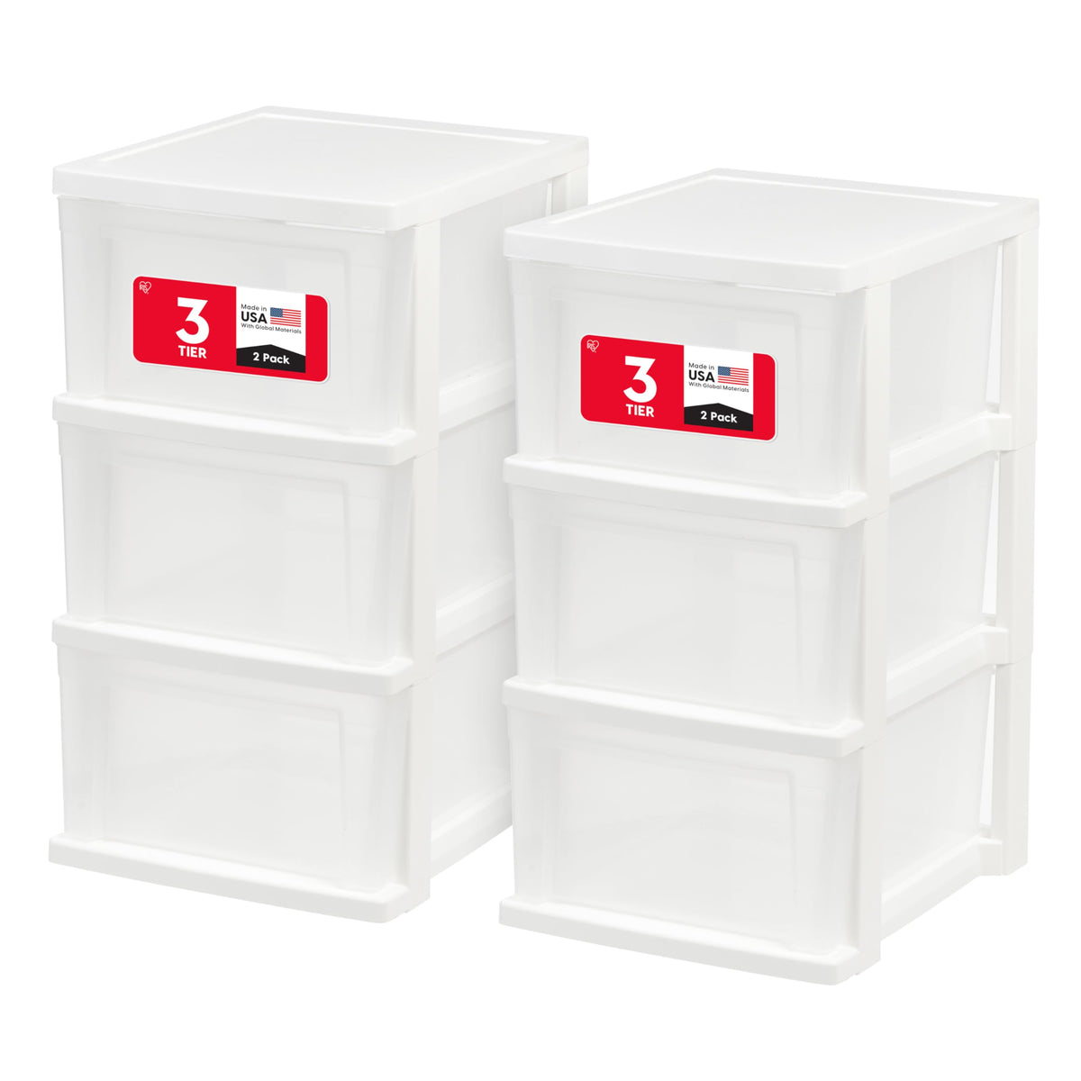 IRIS USA 3-drawer storage cart closed for compact organization in small spaces