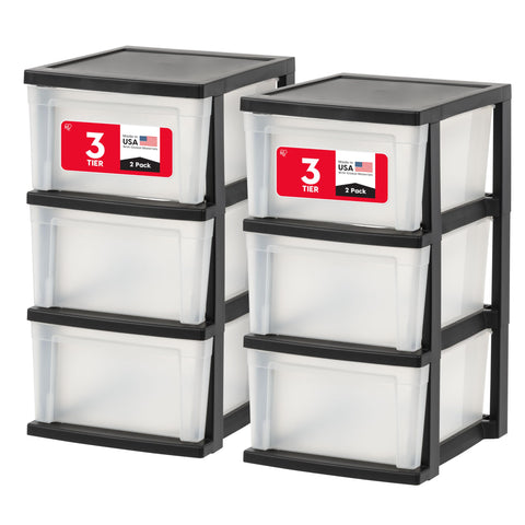 IRIS USA 3-drawer storage front view showing organized space with easy access.