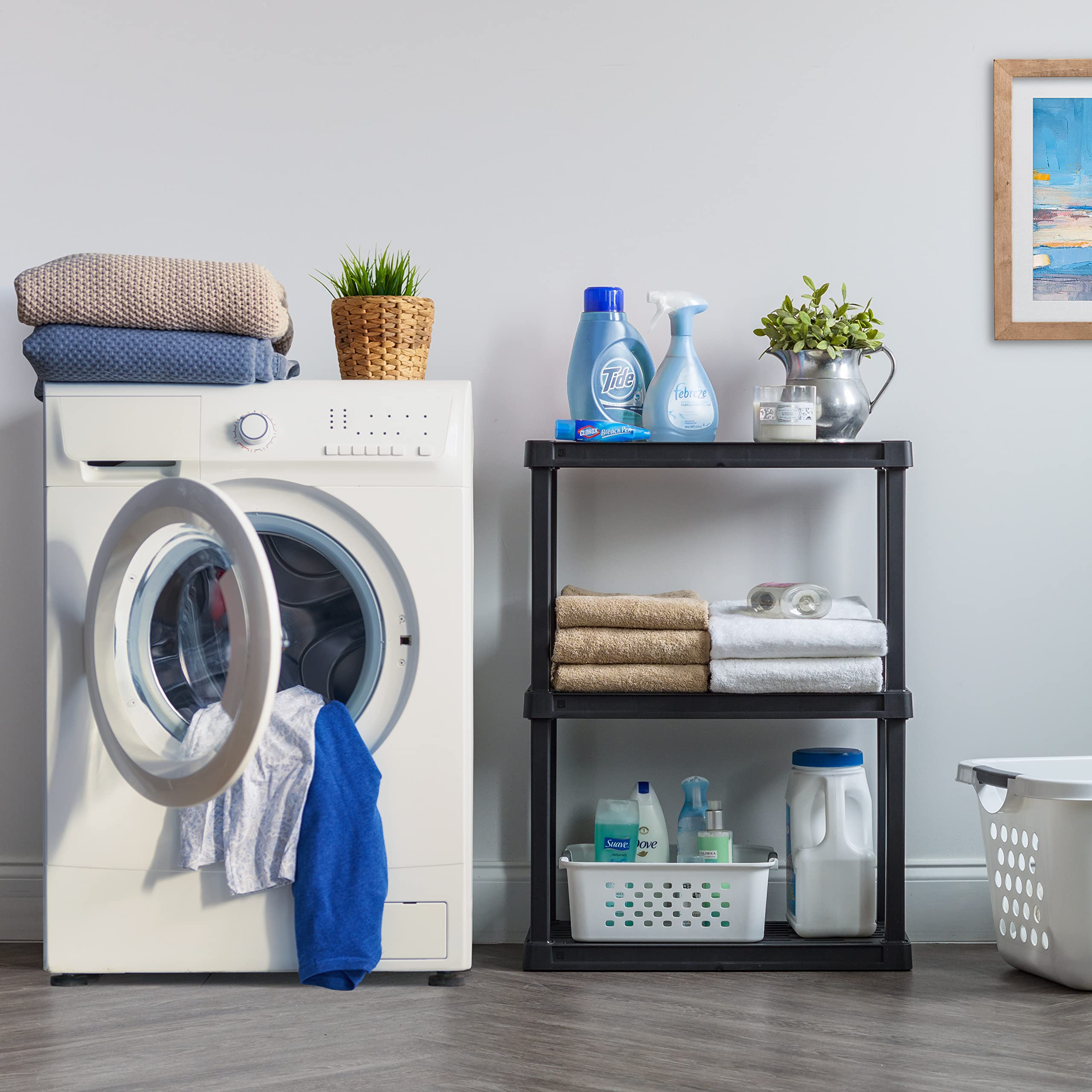 IRIS USA 3-shelf stability with integrated legs for secure storage.