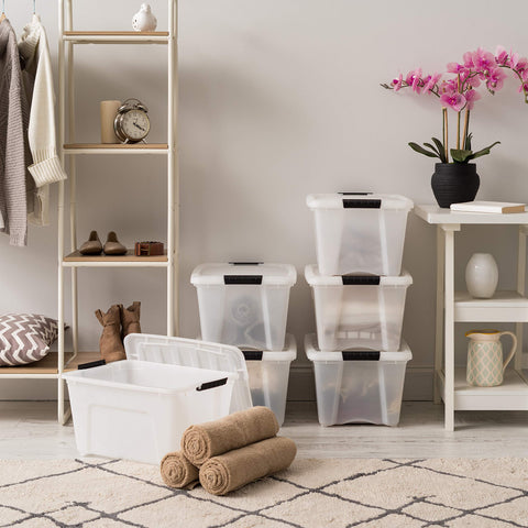 IRIS USA built-in pull handle enables easy access from shelves.