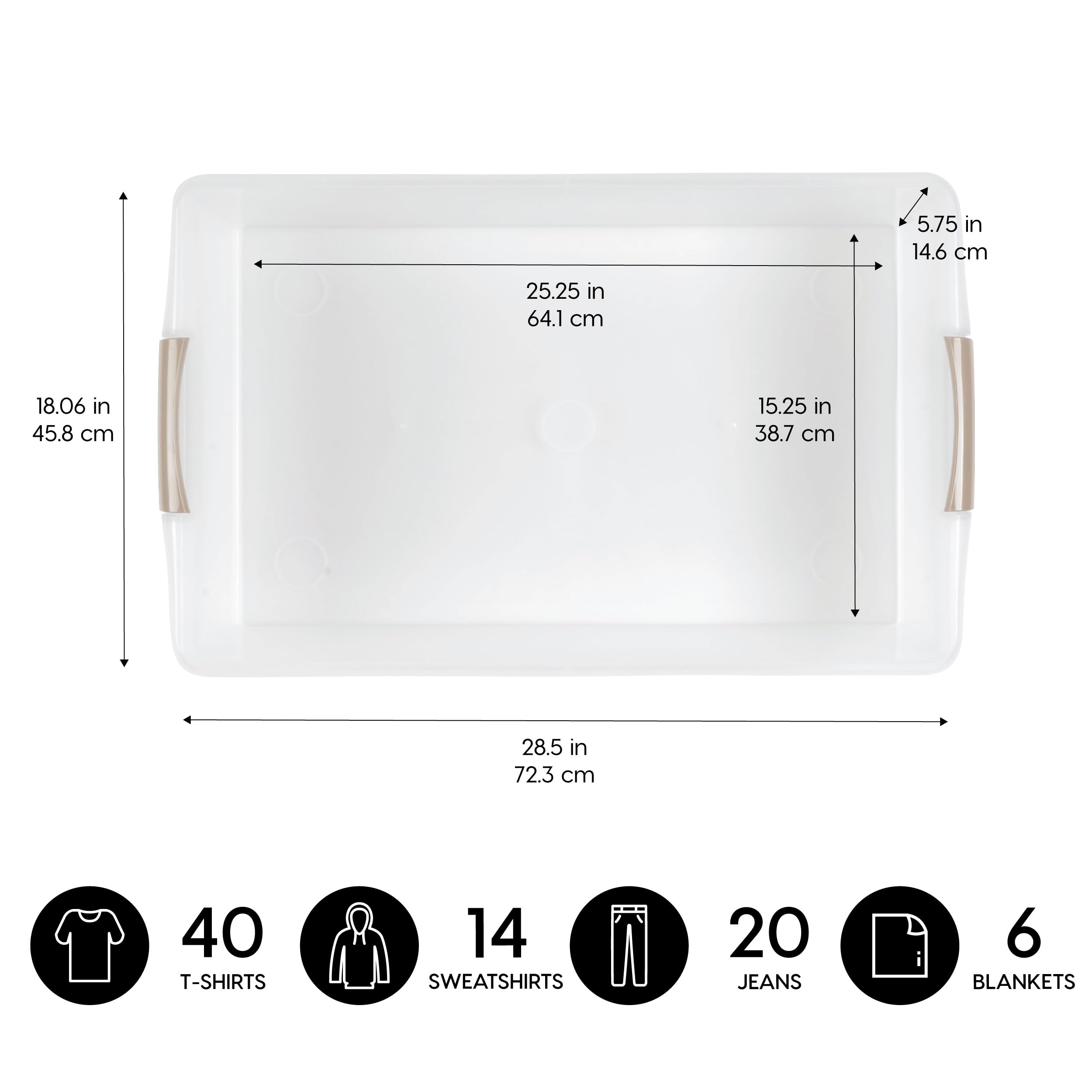 IRIS USA 50 Qt under-bed bin with clear view for quick item identification