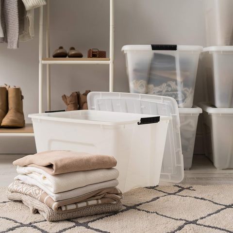 Iris USA 54qt bin built-in pull handle for easy access