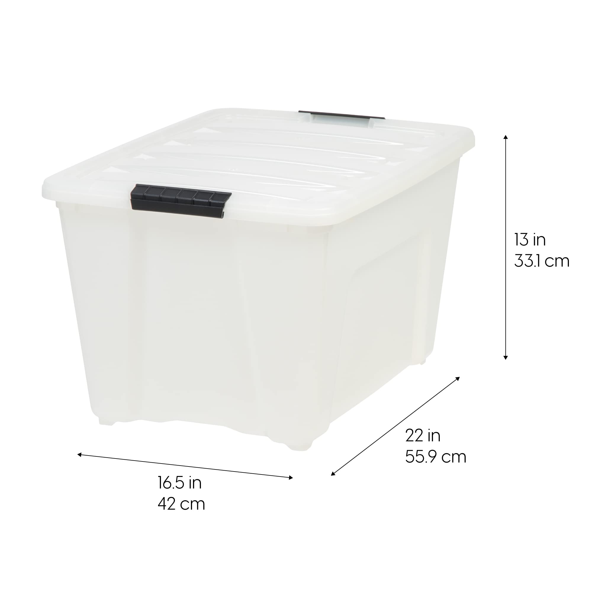 Iris USA 54qt stackable bin nesting design highlights space-saving organization