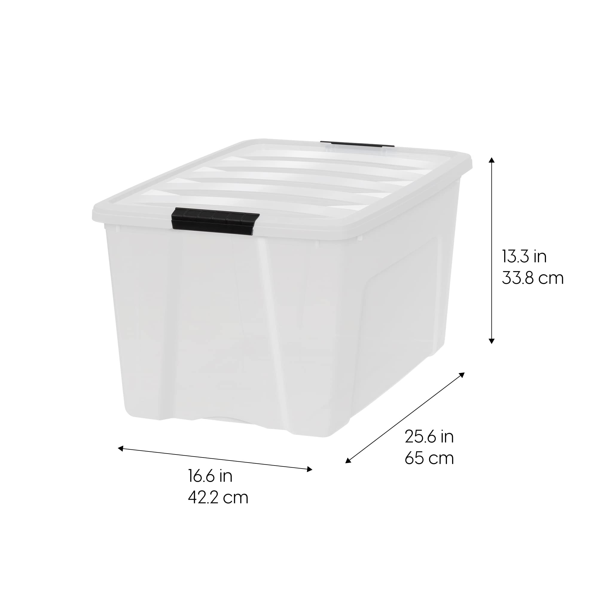 IRIS USA 72 Qt storage box latches keep lids in place