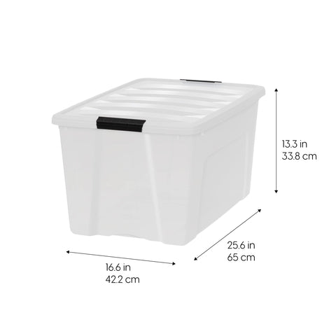 IRIS USA 72 Qt storage box latches keep lids in place