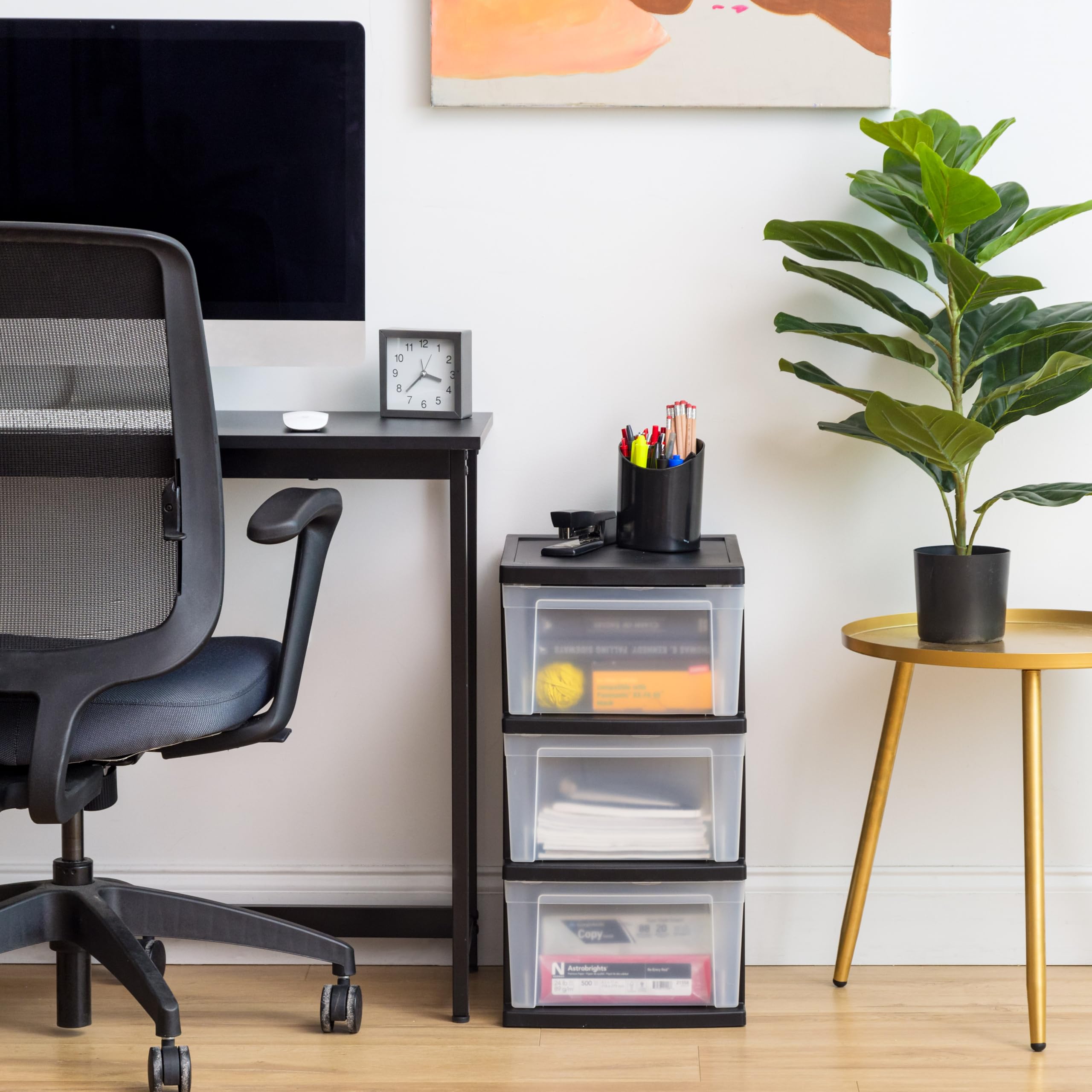 IRIS USA organizer with black frame on a desk surface.