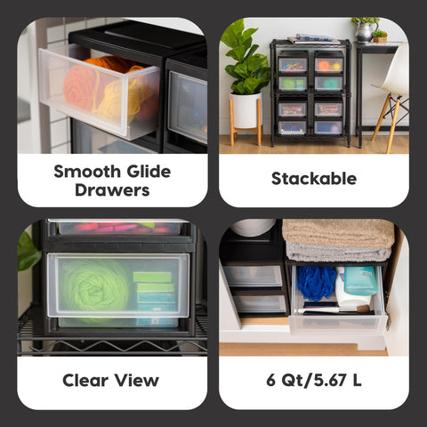 IRIS USA clear drawer visibility helps plan crafts and supplies.