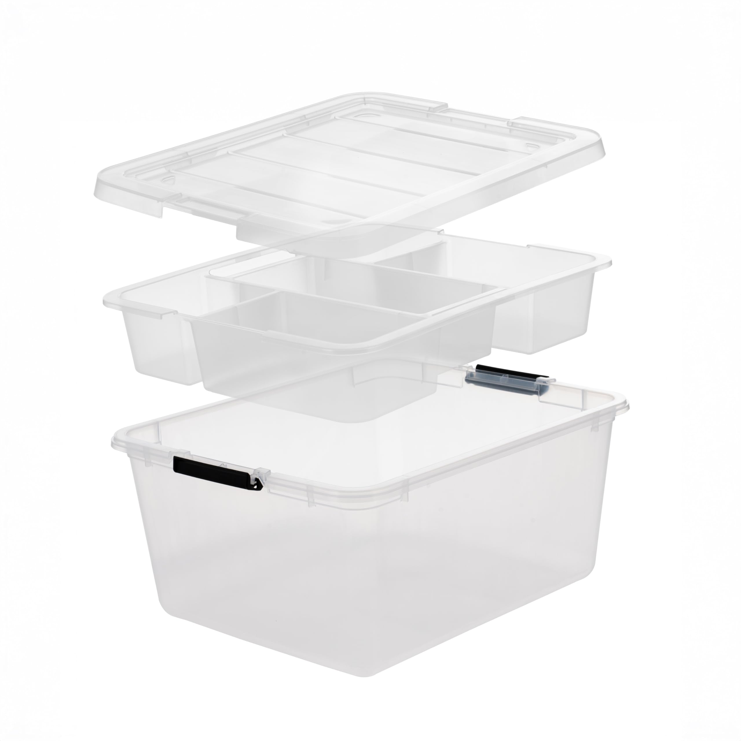IRIS USA craft storage bin keeps art supplies neat and reachable.