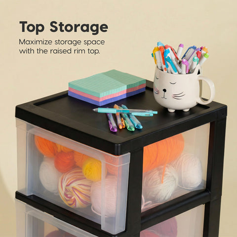 IRIS USA compact storage with open drawers for quick access.