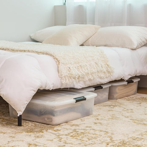 IRIS USA compact under-bed storage bin for tight spaces