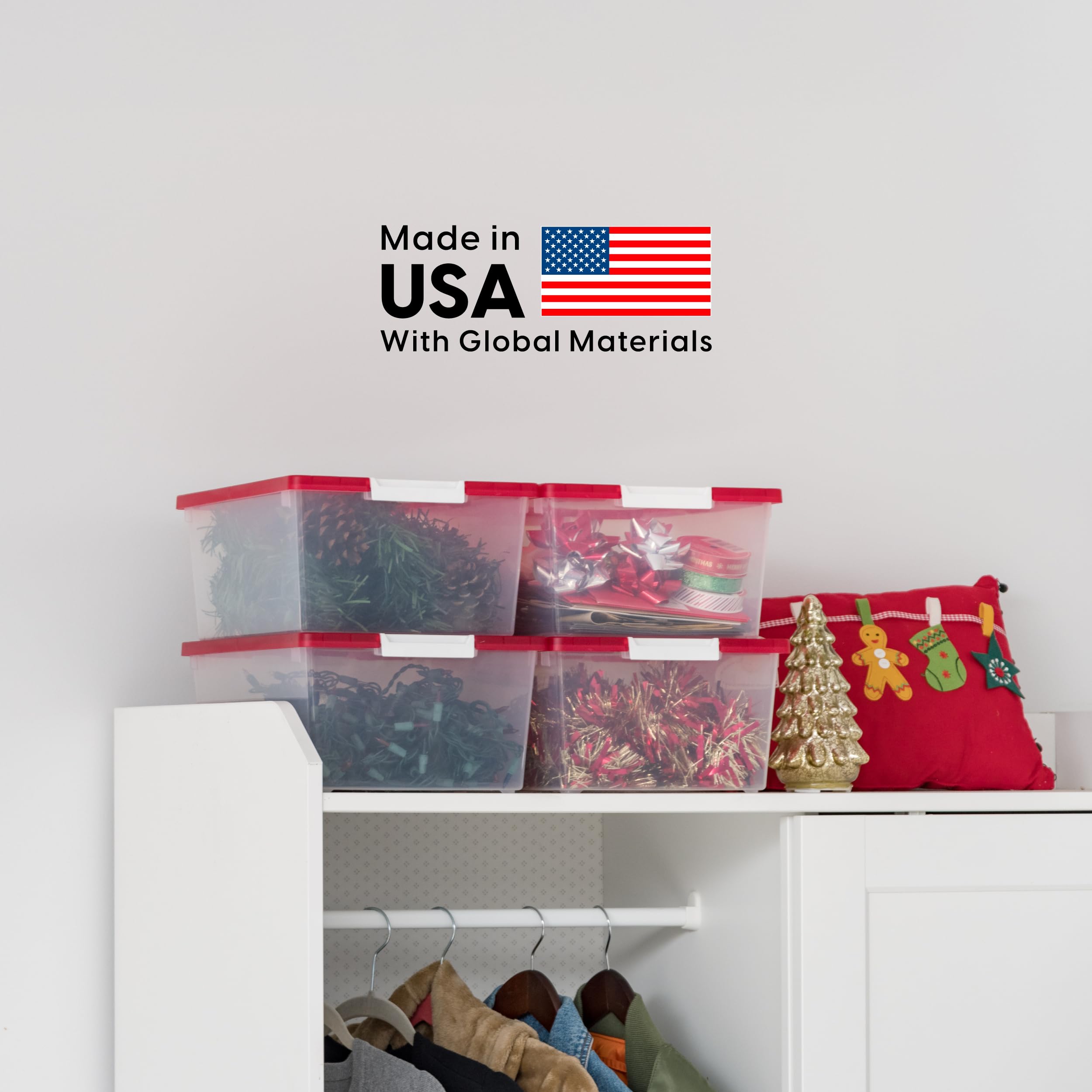 IRIS USA garage closet storage bin for tidy organization in utility spaces.