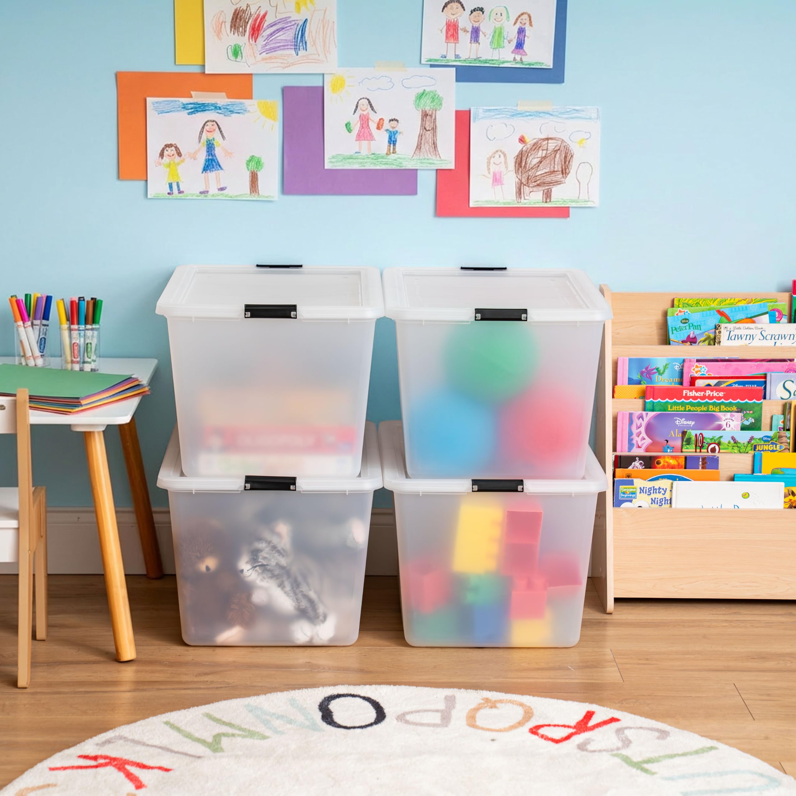 High-capacity clip box keeps office supplies organized and accessible.