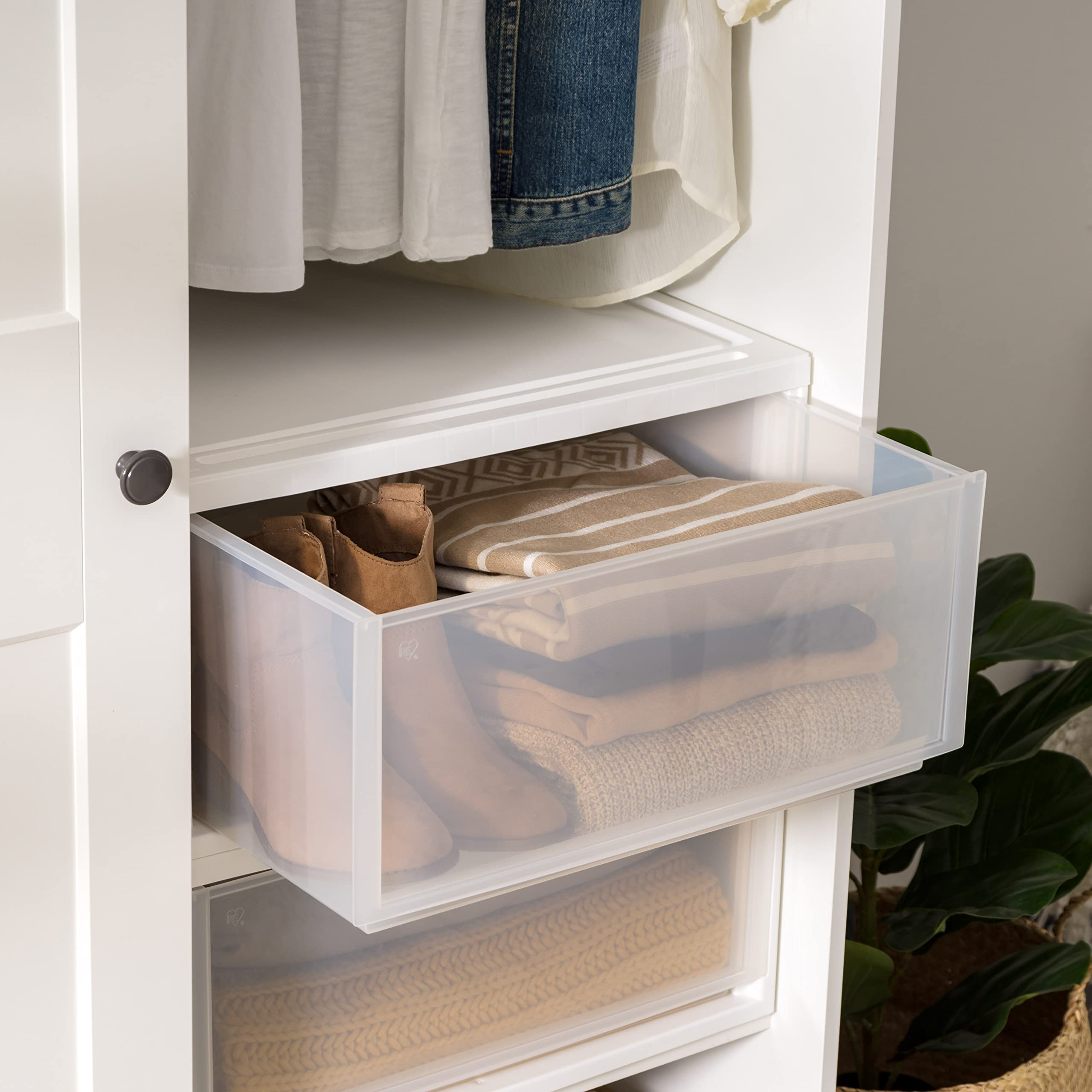 IRIS USA large-capacity drawer ideal for blankets and pillows.