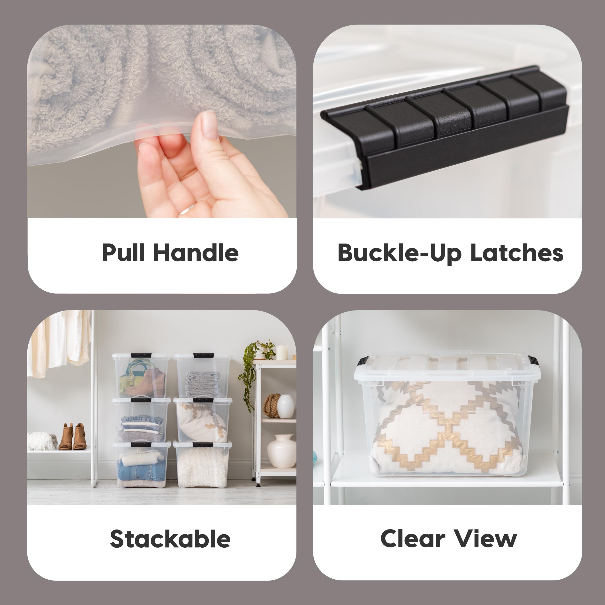 IRIS USA latching lid keeps contents secure and stackable.