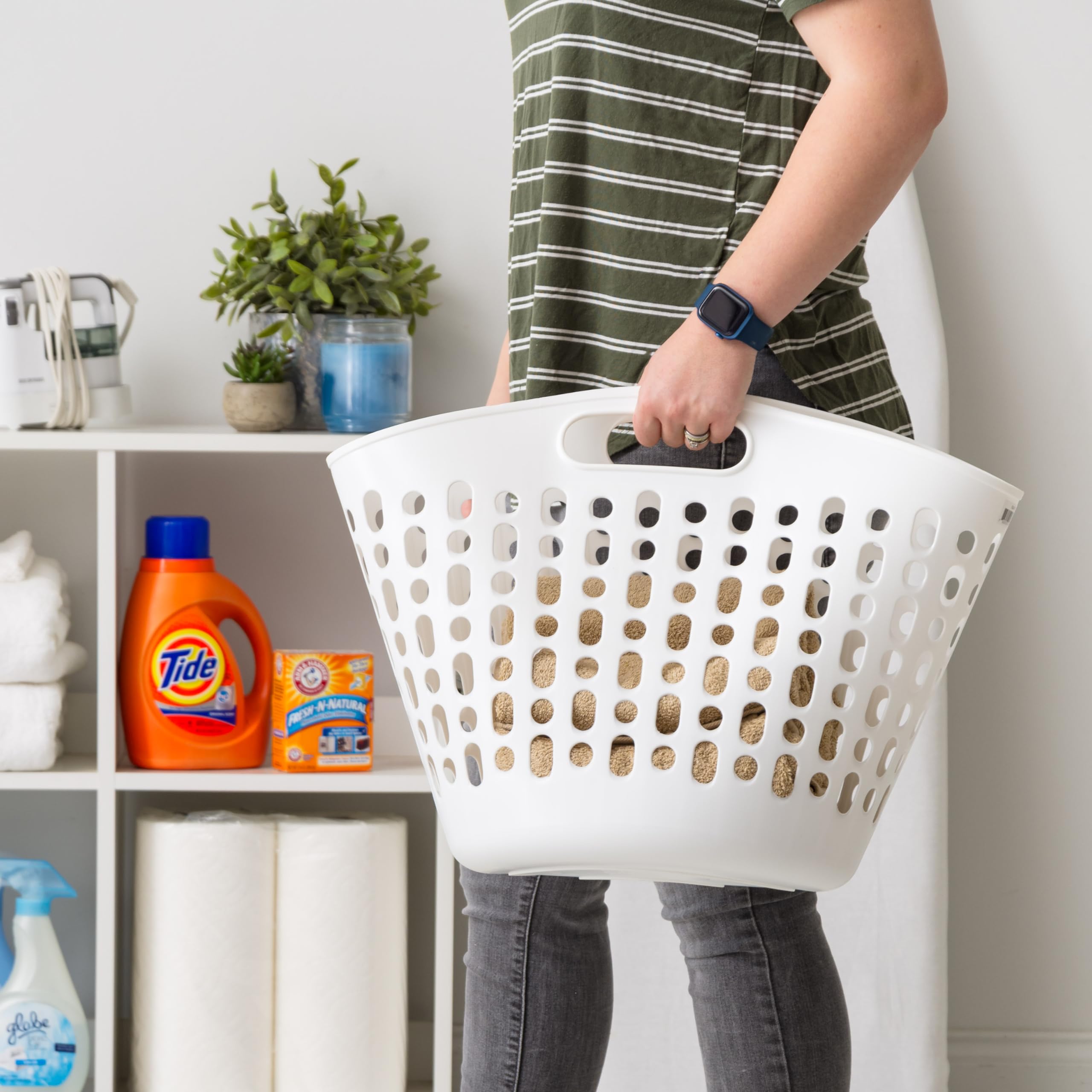 IRIS USA vented holes design laundry basket for airflow