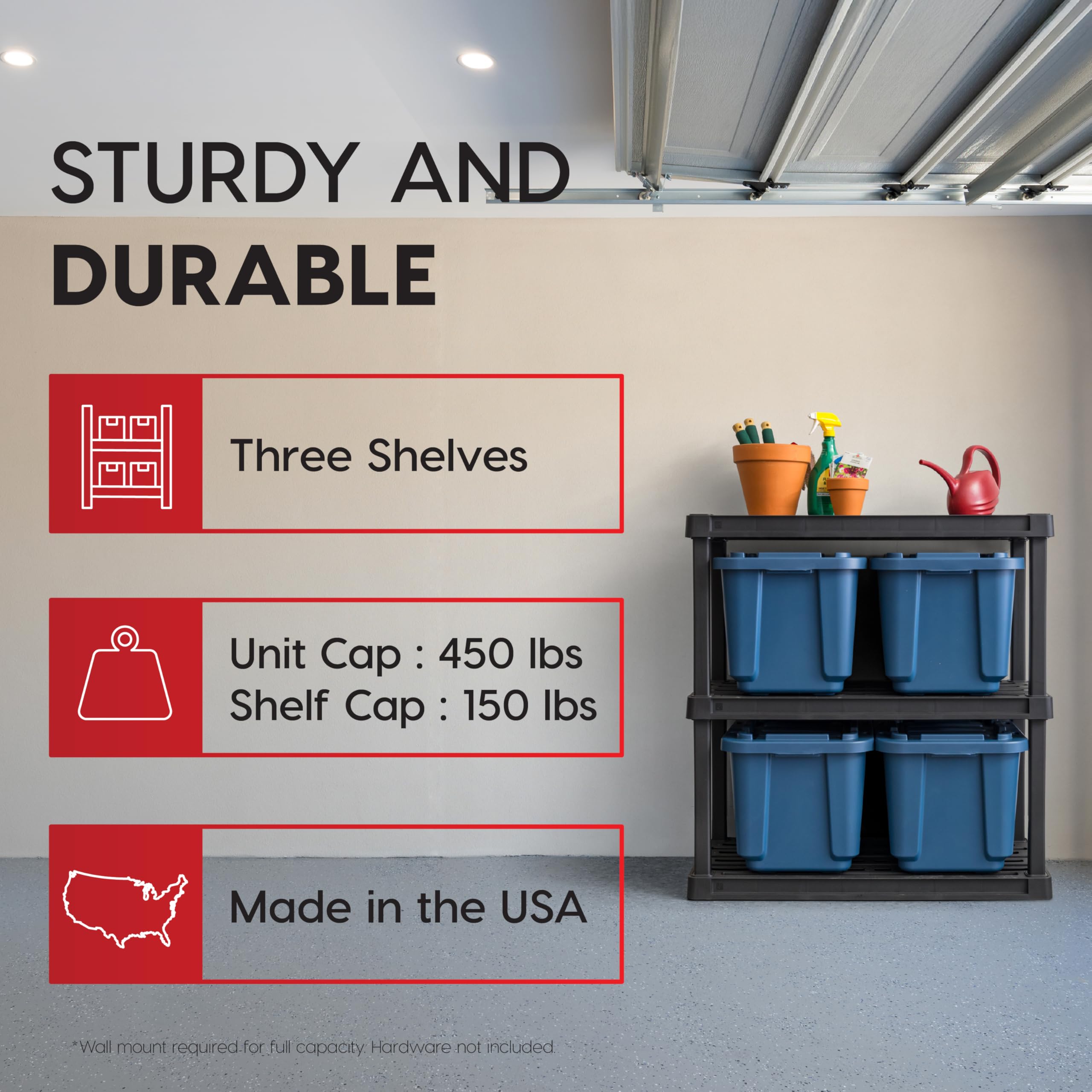 IRIS USA shelf made in USA with recycled materials and durable construction.