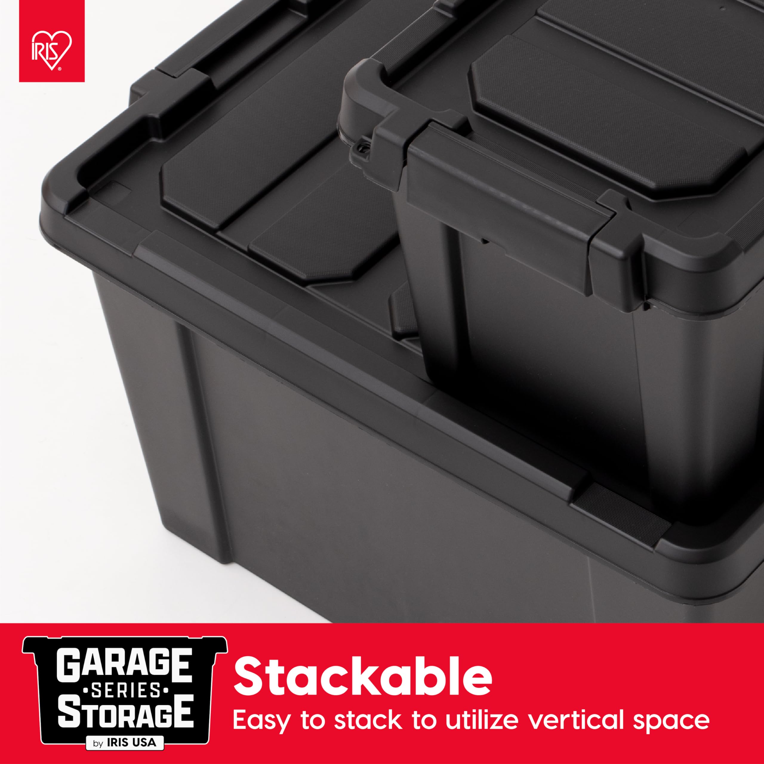 Tapered nestable design helps IRIS USA bins save space when not in use.