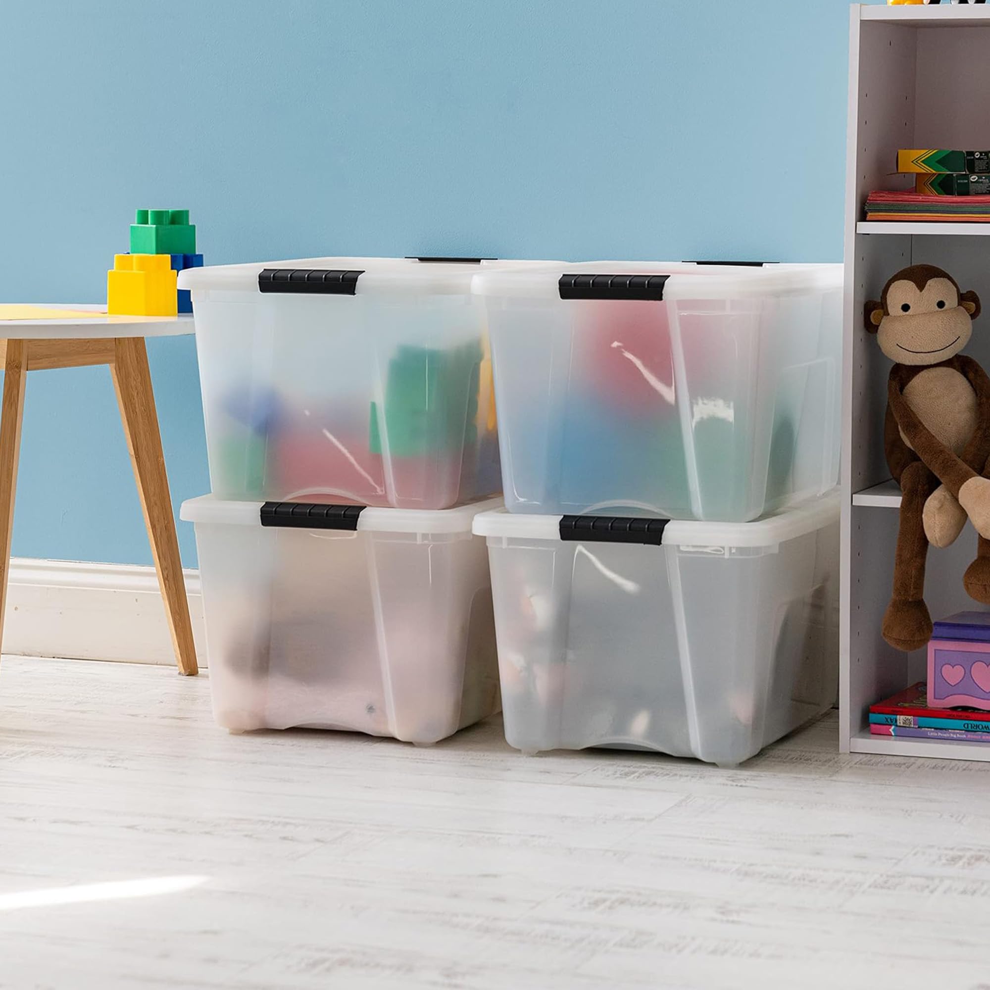 IRIS USA pearl discreet storage bin keeps items private while staying stylish.