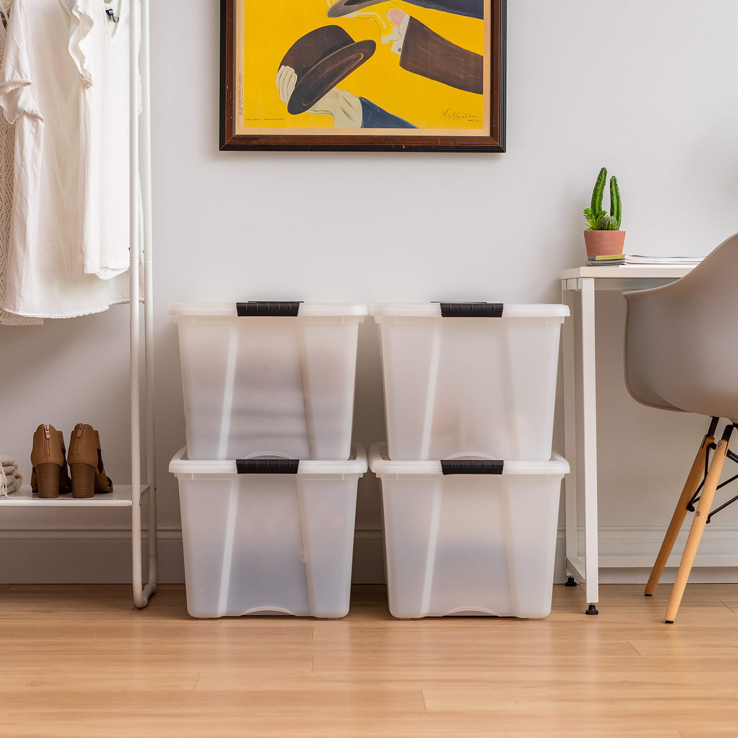 IRIS USA pull-handle bin allows easy access from high shelves