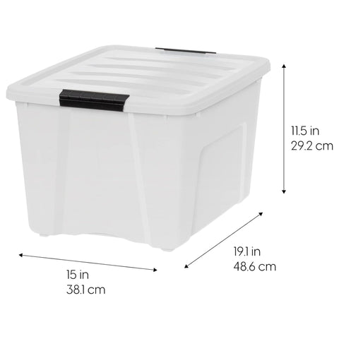 IRIS USA pull-handle bin allows quick access from shelves and closets.