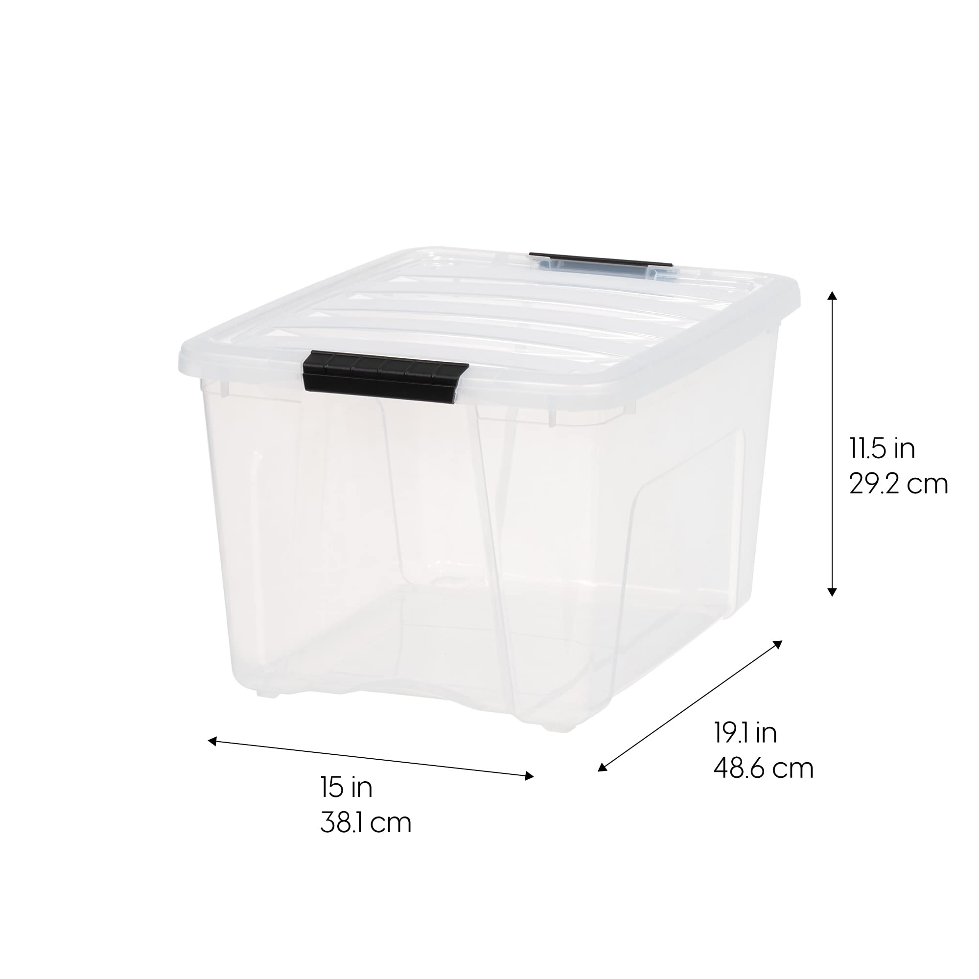 IRIS USA see-through bin for quick content identification.