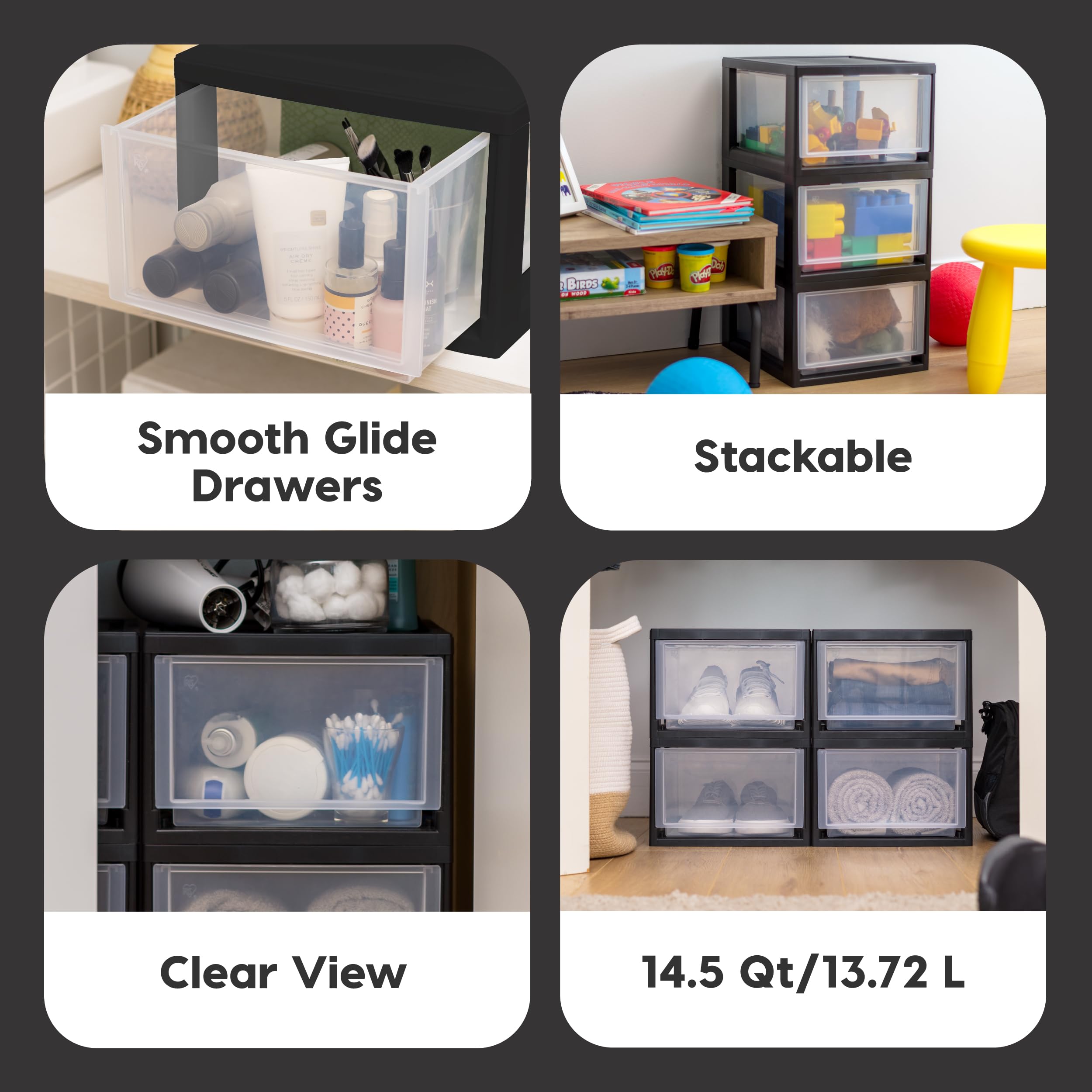 IRIS USA stackable drawers let you customize storage across rooms