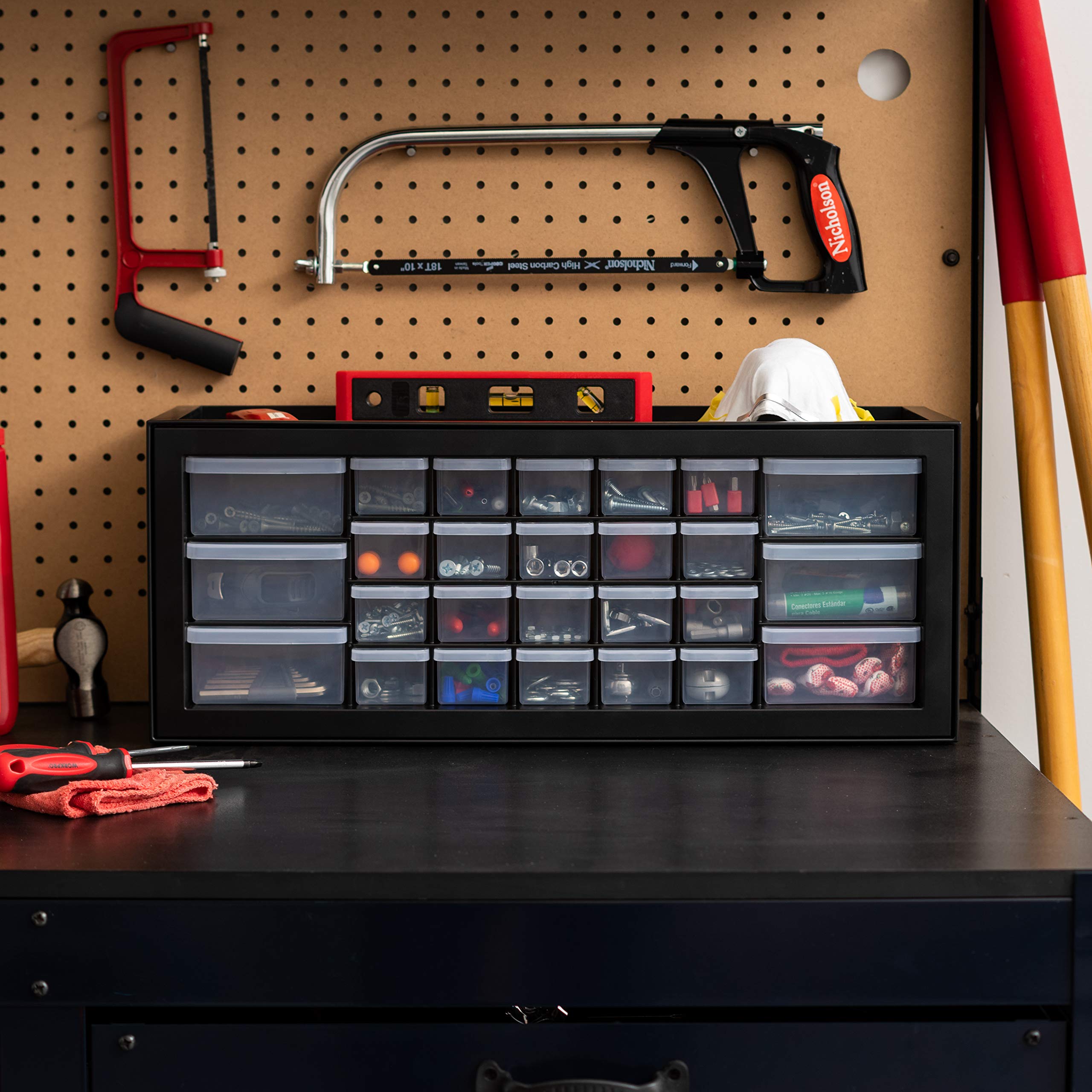 IRIS USA stackable cabinet grooves secure each unit for efficient vertical storage