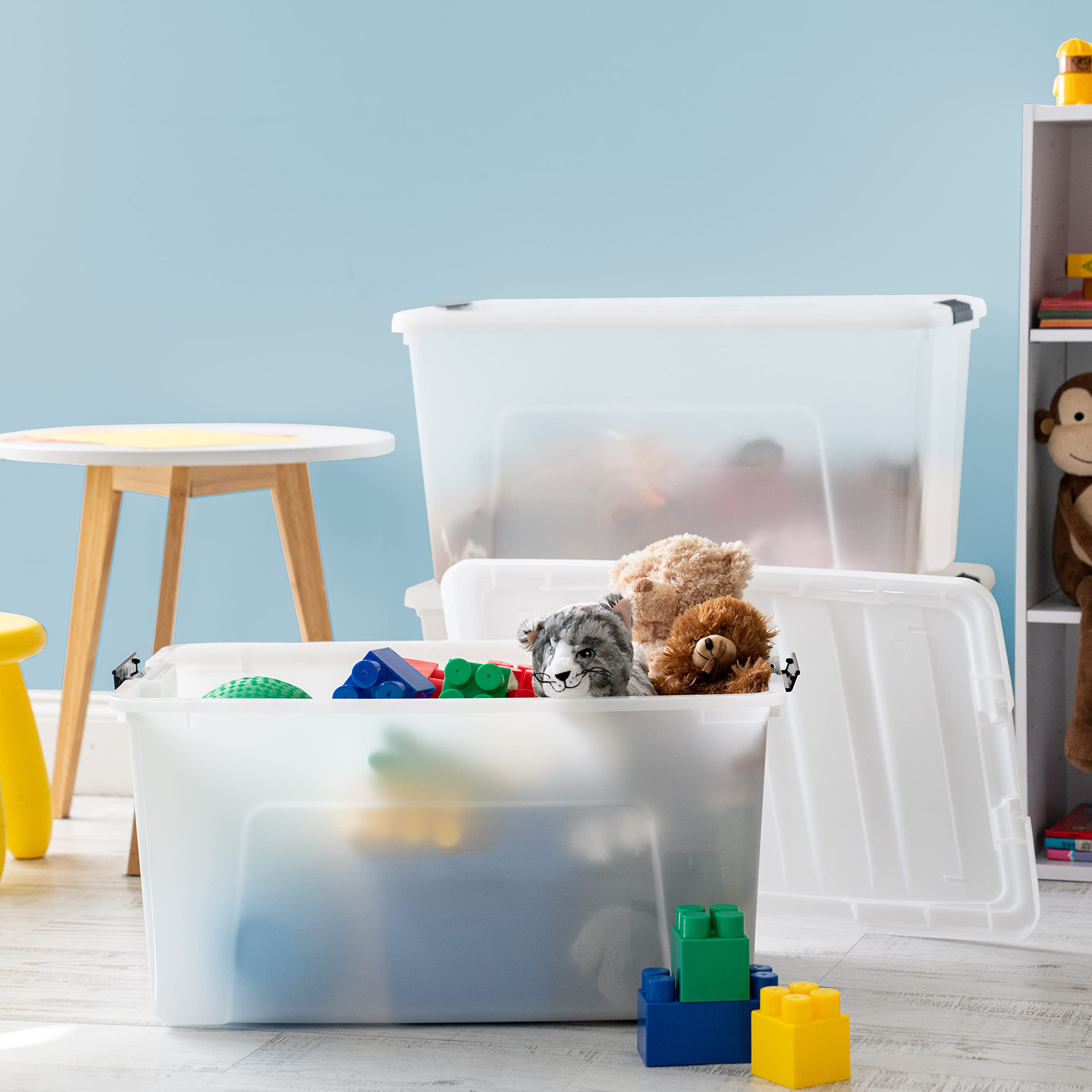 IRIS USA stackable storage bin maximizes space in home or office