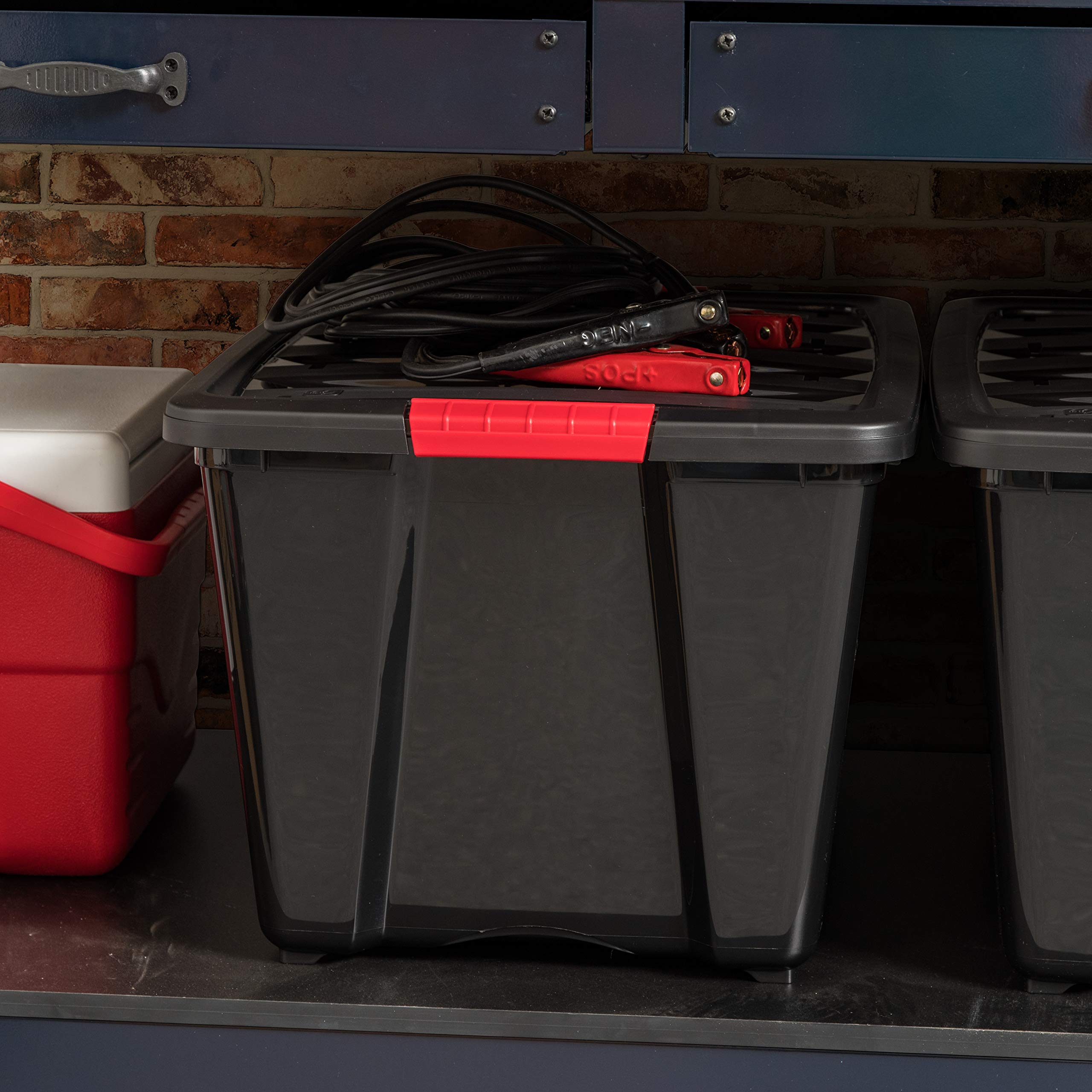 IRIS USA stackable storage container with secure lids for efficient organization.