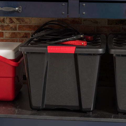 IRIS USA stackable storage container with secure lids for efficient organization.